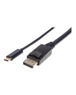 Manhattan USB-C to DisplayPort Cable, 4K@60Hz, 2m, Male to Male, Black, Equivalent to Startech CDP2DP2MBD, Three Year Warranty, Polybag - DisplayPort-Kabel - 24 pin USB-C (M)