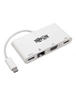 Tripp USB C Docking Station Adapter Converter Thunderbolt 3 Compatible 4K HDMI VGA Gbe USB-A Hub White