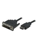 Manhattan HDMI to DVI-D 24+1 Cable, 1m, Male to Male, Black, Dual Link, Compatible with DVD-D, Lifetime Warranty, Polybag