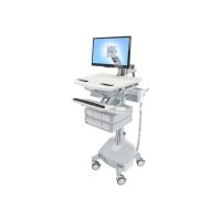 Ergotron Wagen - offene Architektur - für LCD-Display / PC-Ausrüstung - medizinisch - Aluminium, verzinker Stahl, hochwertiger Kunststoff - Grau, weiß, Polished Aluminum - Bildschirmgröße: bis zu 61 cm (bis zu 24 Zoll)