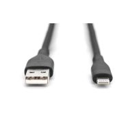 DIGITUS Lightning Silikon Anschlusskabel, USB-A - Lightning 2m, schwarz