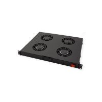 ROLINE Rack-Lüfter - 4 Ventilatoren, mit Thermostat - auf Dach montierbar - Jet Black, RAL 9005 - 1U - 48.3 cm (19")