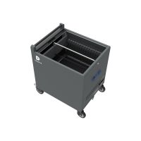 DEQSTER Toploader - Wagen (nur Laden) - für 32 Tablets / Notebooks - verriegelbar - Metall - grau/blau - Bildschirmgröße: bis zu 39,6 cm (bis zu 15,6 Zoll)