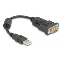 Delock Adapter USB 2.0 Typ-A zu 1 x Seriell RS-232 D-Sub 9 Pin Stecker mit Ferritkern 0,25 m, Schwarz, 0,25 m, USB Typ-A, RS-232, Stecker, Stecker