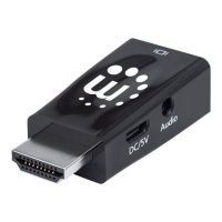 Manhattan HDMI auf VGA-Mikrokonverter, HDMI-Stecker auf VGA-Buchse mit Audio, optionaler USB Micro B-Stromport, schwarz - Videoadapter - HDMI männlich zu HD-15 (VGA)