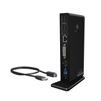 ICY BOX IB-DK2241AC, 11 in 1 USB 3.2 Gen 1 Notebook Dockingstation, USB 3.2 Gen 1 auf: 2x USB 3.2 Gen 1+2x Video(HDMI+DVI)+1xGigabitLAN+4xUSB 2.0+Audio+Charge, Kabelgebunden, USB 3.2 Gen 1 (3.1 Gen 1) Type-A, 3,5 mm, 10,100,1000 Mbit/s, Schwarz, 5 Gbit/s