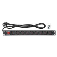Intellinet 715133, 1U, Aluminium, Schwarz, 9 AC-Ausgänge, Typ F, Typ F