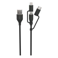 Ansmann Cable-USB-to-3in1-120cm-cb, 1,2 m, USB A, Micro-USB B, 0,48 Gbit/s, Schwarz