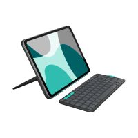 Logitech Flip Folio - Tastatur und Foliohülle - full size - kabellos - Bluetooth 5.1 LE - QWERTZ - Deutsch - Graphite - für Apple 10.9-inch iPad Air (5th generation)
