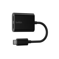 Belkin Connect Audio + Charge - USB-C zu USB-C Kopfhörer-/Ladeadapter - USB-C männlich zu USB-C weiblich - 14 m - Schwarz - USB Power Delivery (60W)