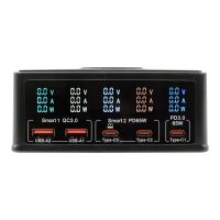Exsys EX-1106 - Ladestation - Multiport - 160 watt - PD, QC 3.0 - 5 Ausgabeanschlussstellen (3 x USB-C, 2 x 9-polige USB Typ A)