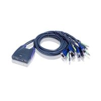 ATEN 4-Port-USB-VGA/Audio-Kabel-KVM-Switch (0,9 m, 1,2 m), 2048 x 1536 Pixel, QXGA, 0,9 W, Blau
