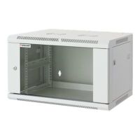 Intellinet Network Cabinet, Wall Mount (Standard), 6U, Usable Depth 350mm/Width 540mm, Grey, Assembled, Max 60kg, Metal & Glass Door, Back Panel, Removeable Sides, Suitable also for use on desk or floor, 19",Parts for wall install (eg screws/rawl plugs)