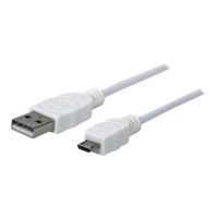 IC Intracom Manhattan USB-A to Micro-USB Cable, 1m, Male to Male, White, 480 Mbps (USB 2.0)