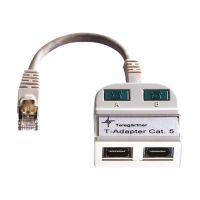 Telegärtner Karl Gärtner Telegärtner T-Adaptor S Cat.5e, 2xTR light grey RAL 7035, 0,15 m, RJ-45, 2 x RJ-45, Grau