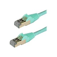 StarTech.com Startech 50cm CAT6A Ethernet Cable, 10 Gigabit Shielded Snagless RJ45 100W PoE Patch Cord, CAT 6A 10GbE STP Network Cable w/Strain Relief, Aqua, UL Certified Wiring/TIA - Category 6A - 26AWG (6ASPAT50CMAQ)
