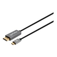 Manhattan USB-C to DisplayPort 1.4 Cable, 8K@60Hz, 2m, Male to Male, Black, Three Year Warranty, Polybag - DisplayPort-Kabel - USB-C (M)