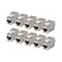 StarTech.com Geschirmtes Cat6a Keystone Jack Modul, 10er-Pack RJ45 Ethernet Buchse, STP Cat6a Wandbuchse, 180 Grad, werkzeuglos, Flach, Silber, RJ-45, Buchse, Buchse, 10GBase-T