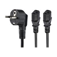 StarTech.com StarTech 2m (6ft) Computer Power Cord, 18AWG, EU Schuko to 2x C13 Power Cord, 10A 250V, Black Replacement AC Cord, TV/Monitor Power Cable, Schuko CEE 7/7 to IEC 60320 2x C13 Power Cord - PC Power Supply Cable - Stromkabel - power CEE 7/7 (M)