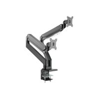 DIGITUS Befestigungskit (Spannbefestigung für Tisch, 2 VESA-Befestigungshalterungen, 2 Schwenkarme) - für 2 LCD-Bildschirme / gekrümmter LCD-Bildschirm - Gasdruckfeder - Kunststoff, Aluminium, Stahl - mattschwarz - Bildschirmgröße: 38.1-88.9 cm (15"-35")