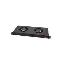 ROLINE Rack-Lüfter - 2 Lüfter mit Thermostat - auf Dach montierbar - Jet Black, RAL 9005 - 1U - 48.3 cm (19")