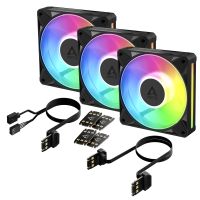 Arctic BioniX P12 A-RGB - 3 Pack 120 mm PWM-Lüfter mit Daiy Chain, Ventilator, 12 cm, 450 RPM, 3000 RPM, 129 m³/h, Schwarz