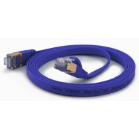 WANTEC Flaches CAT6A FTP Patchkabel, 1 m, Cat6a, F/UTP (FTP), RJ-45, RJ-45, Blau