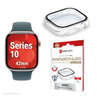 E.V.I. 02132, Displayschutz, Smartwatch, Transparent, Apple, Apple Watch 10 (42mm), Polycarbonat (PC), Gehärtetes Glas