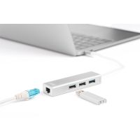 DIGITUS USB Typ C 3-Port Hub + Gigabit Ethernet