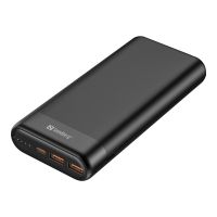 SANDBERG Powerbank - 20000 mAh - 74.4 Wh - 3.25 A - QC 3.0, PD - 3 Ausgabeanschlussstellen (2 x USB, USB-C)