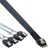 InLine Slim SAS Kabel - SFF-8654 zu 4x SATA 7-pin - 12Gb/s - 0.5m
