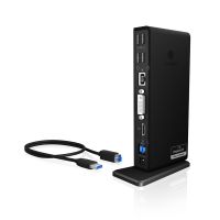 ICY BOX IB-DK2241AC, 11 in 1 USB 3.2 Gen 1 Notebook Dockingstation, USB 3.2 Gen 1 auf: 2x USB 3.2 Gen 1+2x Video(HDMI+DVI)+1xGigabitLAN+4xUSB 2.0+Audio+Charge, Kabelgebunden, USB 3.2 Gen 1 (3.1 Gen 1) Type-A, 3,5 mm, 10,100,1000 Mbit/s, Schwarz, 5 Gbit/s