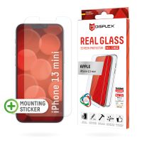 DISPLEX Panzerglas (10H) + Case für Apple iPhone 13 mini, Montagesticker, + Case, Tempered Glas, kratzer-resistente Schutzfolie, Apple, iPhone 13 mini, Trockene Anwendung, Schlagfest, Kratzresistent, Staubresistent, Transparent, 1 Stück(e)