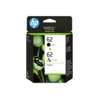 HP 62 - 2er-Pack - pigmentiertes Schwarz, Farbe (Cyan, Magenta, Gelb)