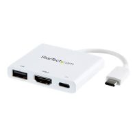 StarTech.com Startech USB-C auf HDMI Adapter mit PD & USB Port - USB Type-C - Weiß - Videoadapter - USB-C männlich zu HDMI, USB Typ A, USB-C weiblich - 60 mm - weiß - 4K Unterstützung, USB Power Delivery (60W)