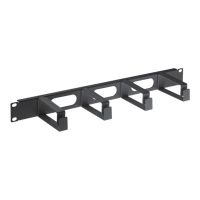 IC Intracom Intellinet Kabelmanagement für 19"-Schränke, 1 HE, 4 große Kunststoffringe, schwarz - Kabelführungsplatte für Schaltschrank - Schwarz, RAL 9005 - 1U - 48.3 cm (19")
