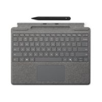 Microsoft Surface Pro Keyboard - Tastatur - mit Trackpad, Beschleunigungsmesser, Surface Slim Pen 2 Ablage- und Ladeschale - QWERTZ - Deutsch/Österreichisch - Platin - mit Slim Pen 2 - für Microsoft Surface Pro 8, Pro 8 for Business, Pro 9, Pro 9 for Busi