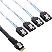 InLine Slim SAS Kabel - SFF-8654 zu 4x SATA 7pol - 12Gb/s - 0.5m