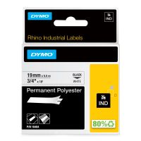Dymo Rhino Industrie Permanente Polyesteretiketten | 19 mm x 5,5 m | Schwarz auf Weiß | selbstklebendes Schriftband | für Rhino und LabelManager Beschriftungsgerät, Schwarz auf weiss, Mehrfarbig, Polyester, -40 - 150 °C, UL 969, DYMO