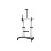 IC Intracom Manhattan TV & Monitor Mount, Trolley Stand, 1 screen, Screen Sizes: 60-100", Silver/Black, VESA 200x200 to 800x600mm, Max 100kg, Height adjustable 1200 to 1685mm, Camera and AV shelves, Aluminium, LFD, Lifetime Warranty - Wagen - für Flachbil