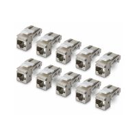 StarTech.com Geschirmtes Cat6a Keystone Jack Modul, 10er-Pack RJ45 Ethernet Buchse, STP Cat6a Wandbuchse, 90 Grad, werkzeuglos, Abgewinkelt, Silber, RJ-45, Buchse, Buchse, 10GBase-T
