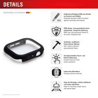 E.V.I. E.V.I, Displayschutz, Smartwatch, Schwarz, Apple, Apple Watch 9/8/7 (41mm), Polycarbonat (PC), Gehärtetes Glas