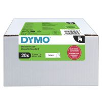 Dymo Original D1-Etikettenband | schwarz auf weiß | 12 mm x 7 m | selbstklebendes Schriftband | für LabelManager-Beschriftungsgerät | 20 Etikettenkassetten, Weiß, Selbstklebendes Druckeretikett, 1,2 cm, 7 mm