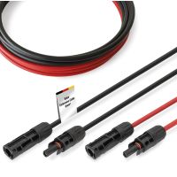 DIGITUS Solarkabel Verlängerung 15m, 6mm², MC4-Anschluss, PV-Kabel 1500V DC, UV-beständig & wetterfest, 2 Kabel, 1x Schwarz, 1x Rot