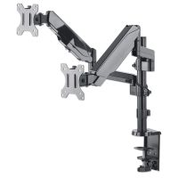 Manhattan Universal-Tischhalterung mit Gasdruckfeder für zwei Monitore, Zwei Halterungsarme mit Gasdruckfeder, Kugelgelenk und Verlängerungsarm, geeignet für zwei Monitore von 17" bis 32"* und bis zu 8 kg pro Arm, 75 x 75 mm, 100 x 100 mm, -35 - 35°, -90 