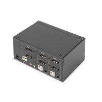 DIGITUS KVM-Switch, 2 Port, Dual Display, 4K, DisplayPort®