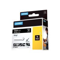 Dymo Rhino Coloured Vinyl - Vinyl - permanenter Klebstoff - Weiß auf Schwarz - Roll (1.9 cm x 5.5 m)