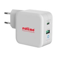 ROTRONIC-SECOMP Roline - Netzteil - 65 Watt - 3.25 A - QC 3.0, PD - 2 Ausgabeanschlussstellen (USB-C, USB)