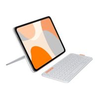 Logitech Flip Folio - Tastatur und Foliohülle - full size - kabellos - Bluetooth 5.1 LE - AZERTY - Französisch - Pale Gray - für Apple 10.9-inch iPad Air (5th generation)