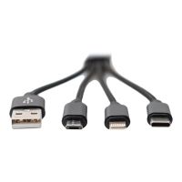 DIGITUS 3-in-1 USB-Ladekabel, 0,15m
